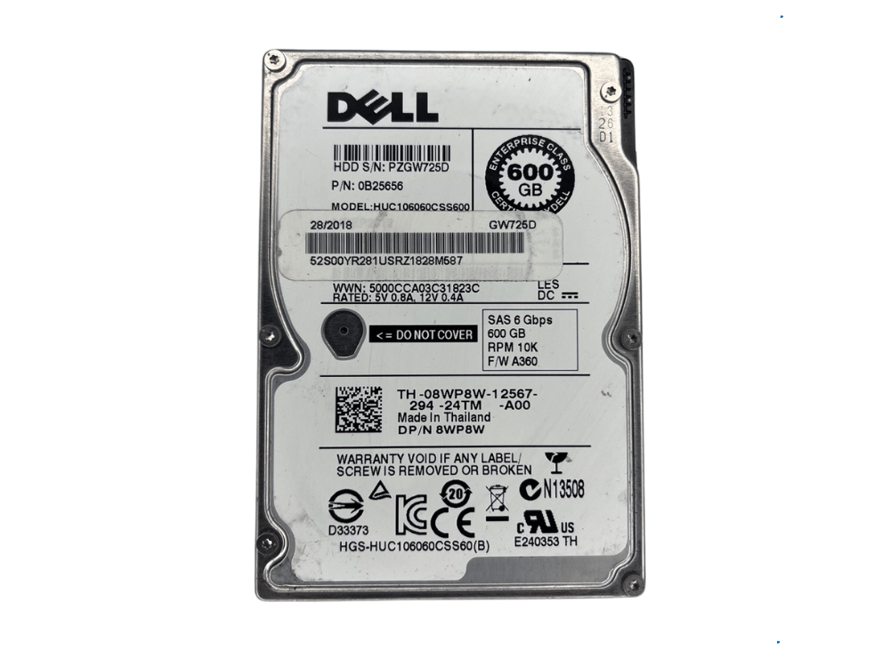 Disco Rígido Interno Dell 600Gb 10K 2.5 SAS - 0B25656