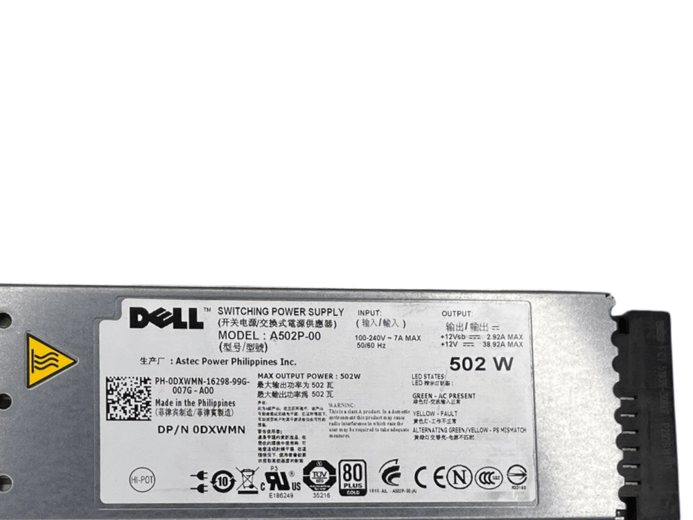 Alternative view of Fonte Servidor Dell A502P-00 502W AC Hot Swap – 0DXWMN