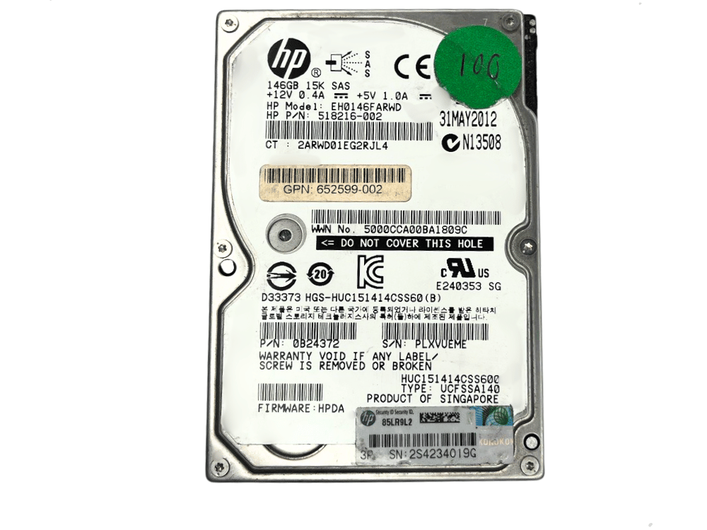 Disco Rígido Interno HP 146Gb 15K 2.5 SAS - 5182116-002