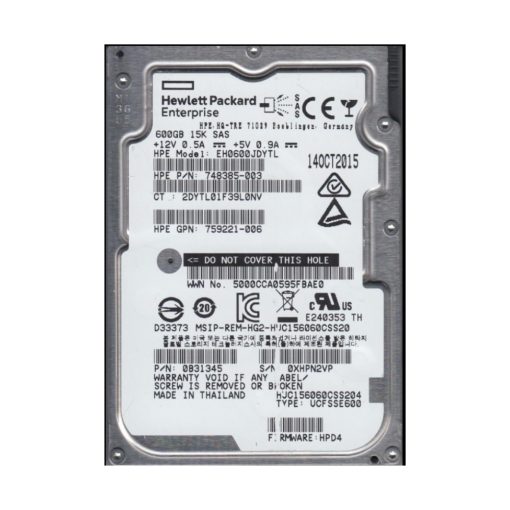 Disco Rígido Interno HP 600Gb 15K 2.5 SAS - 0B31345