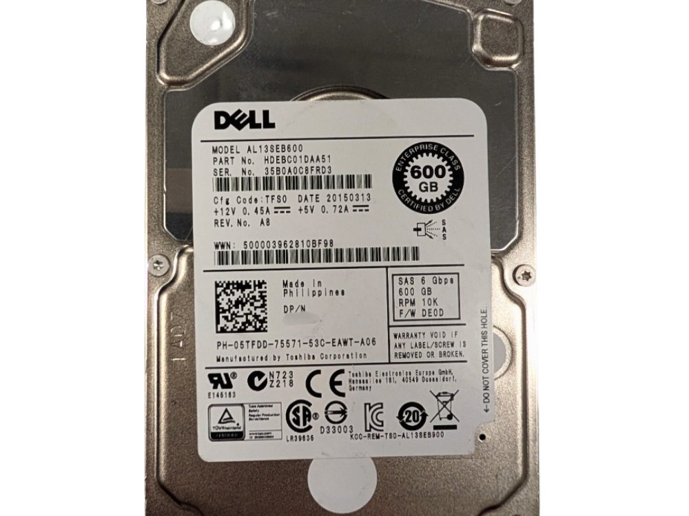 Disco Rígido Interno Dell 600Gb 10K 2.5 SAS - 0V1TX2