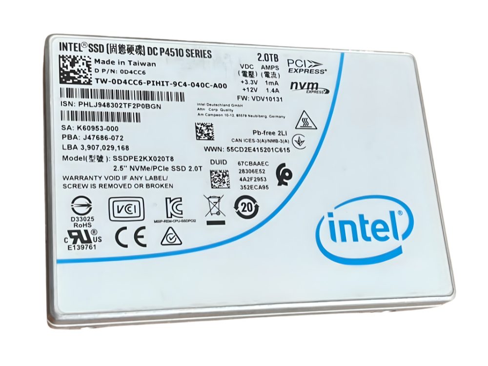 SSD NVME Intel 2TB DC P4510 Series - 0D4CC6