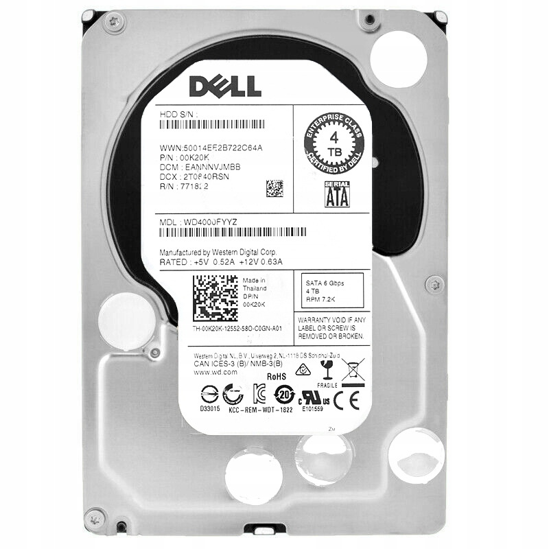 Disco Rígido Interno Dell 4Tb 7.2K 3.5 SATA - 00K20K