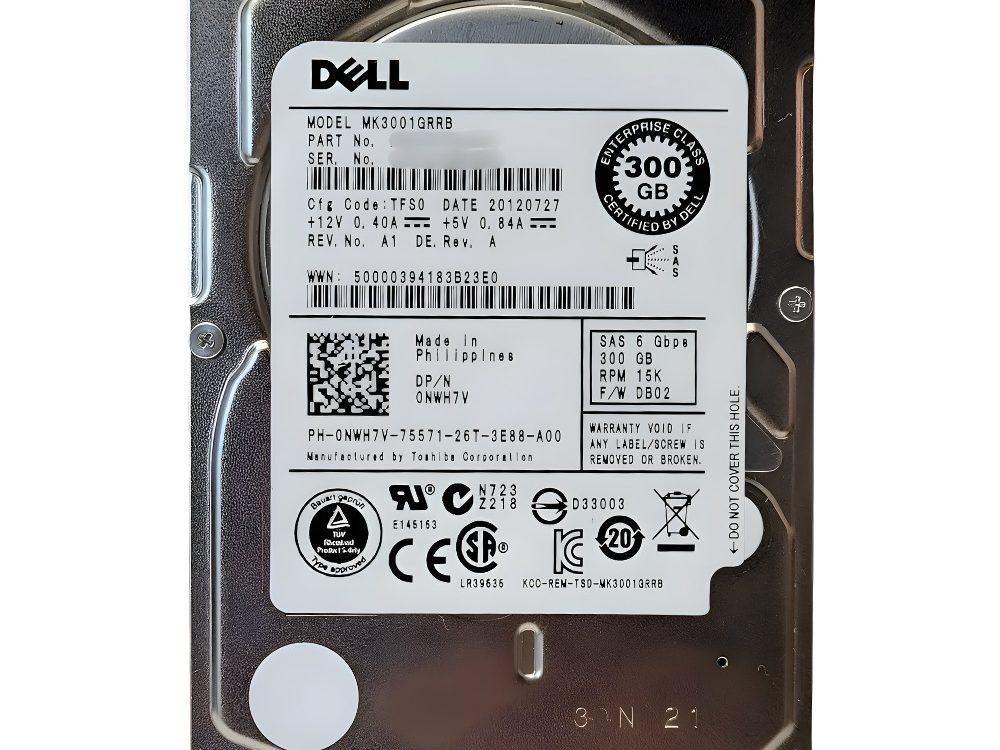 Disco Rígido Interno Dell 300Gb 15K 2.5 SAS - 0NWH7V  (Família R30)