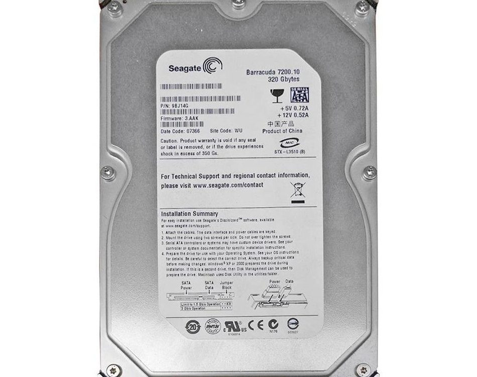 Disco Rígido Interno Seagate 320Gb 7.2K 3.5 SATA - 9BJ14G-308