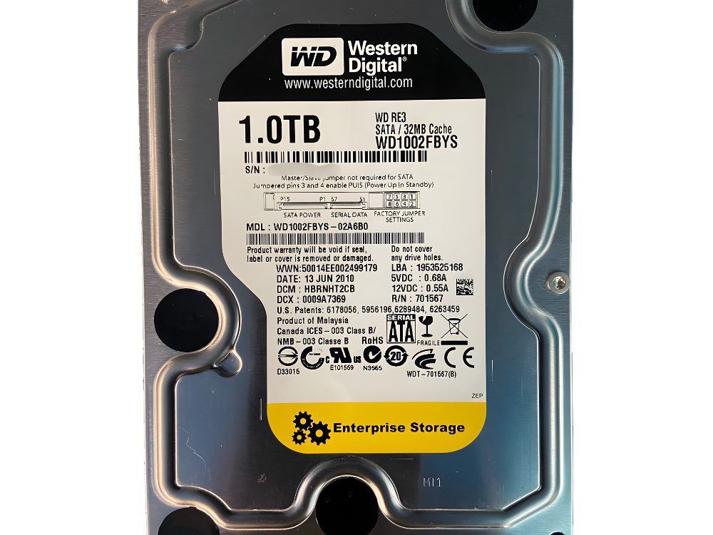 Disco Rígido Interno Western Digital 1Tb 7.2K 3.5 SATA - WD1002FBYS