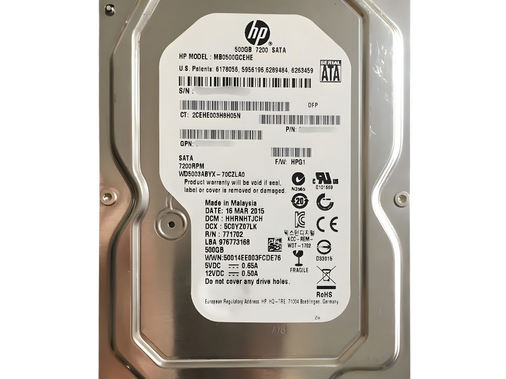 Disco Rígido Interno HP 500Gb 7.2K 3.5 SATA - 658084-001