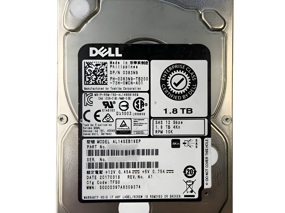 Disco Rígido Interno Dell 1.8Tb 10K 12Gbps 2.5 SAS - 0383N9