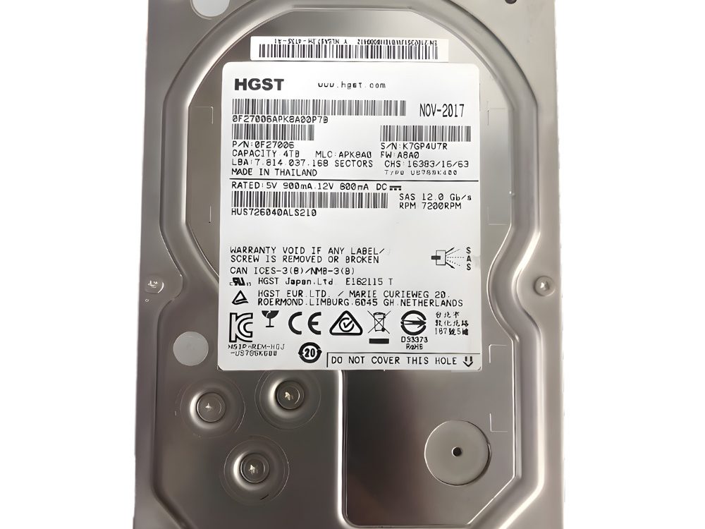 Disco Rigido Interno HGST 4Tb 7.2K 3.5 SAS - 0F27006