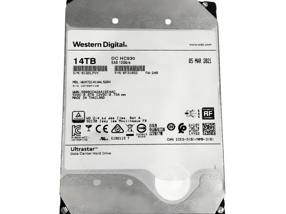 Disco Rigido Interno WD Western Digital DC HC530 14Tb 7.2K 3.5 SAS - 0F31052