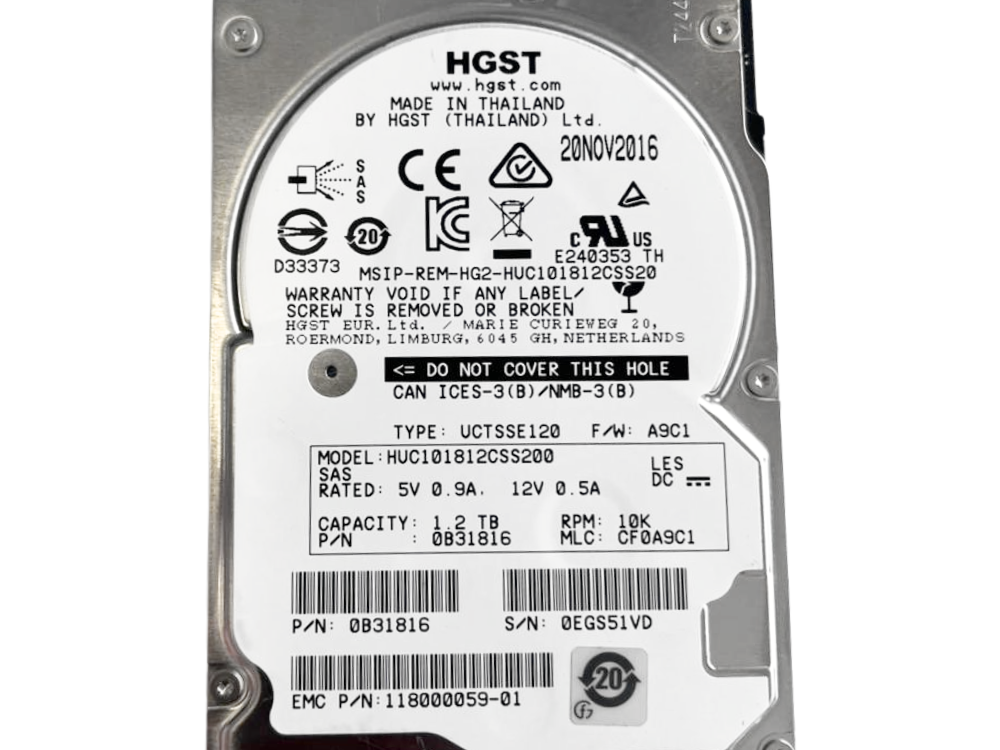 Disco Rígido HD SAS 1.2TB HGST 2.5" 10K RPM 6Gb/s Ultrastar HUC101212CSS600 Servidor