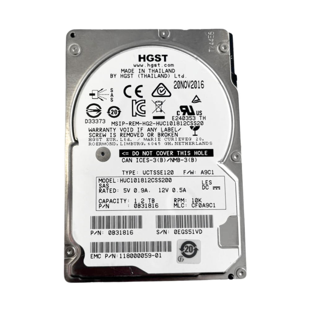 Disco Rígido HD SAS 1.2TB HGST 2.5" 10K RPM 6Gb/s Ultrastar HUC101212CSS600 Servidor