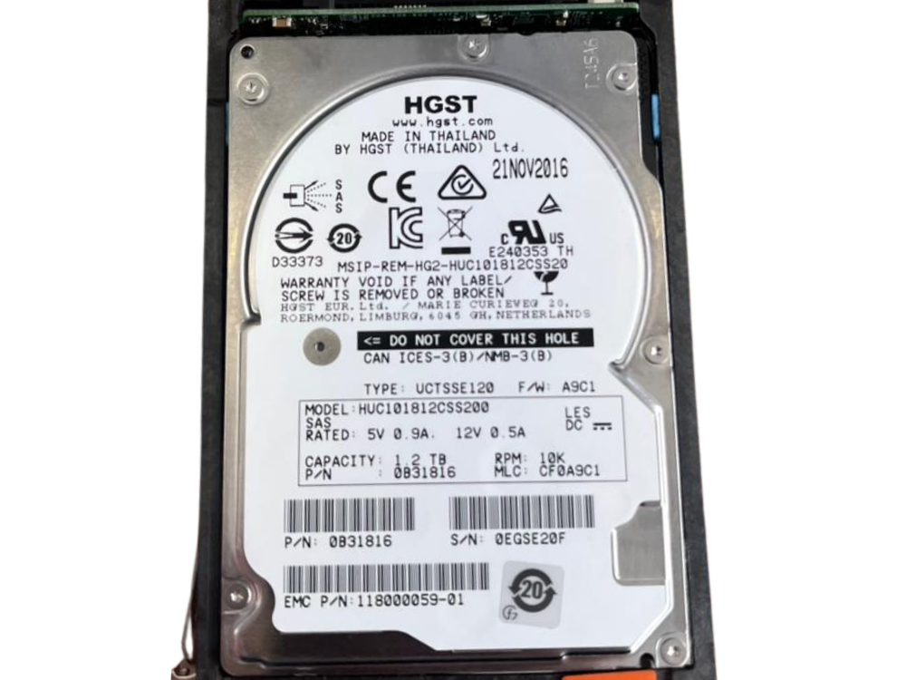 HD SAS 1.2TB 10K 2.5 HGST Ultrastar 6Gb Com Gaveta EMC Storage VNX